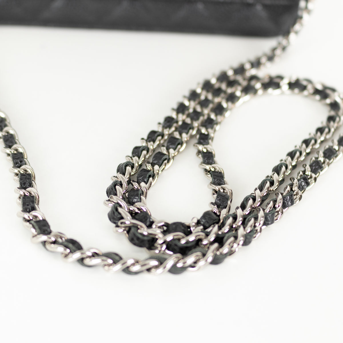 Chanel Black Caviar Leather Wallet On The Chain