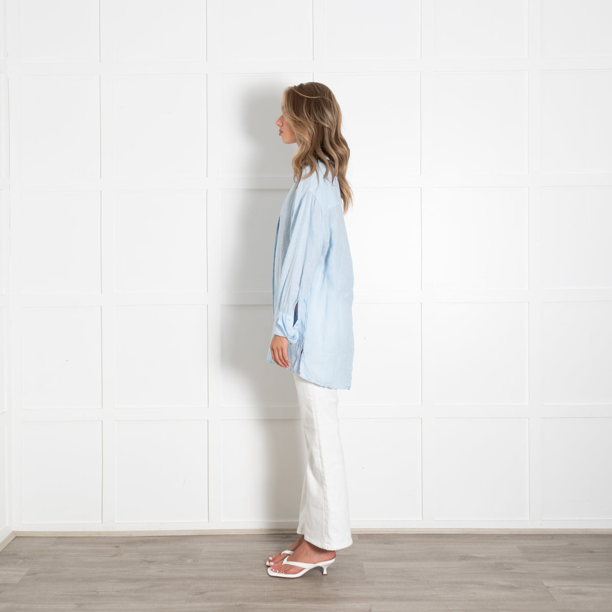 120% Lino Pale Blue Button Down Shirt
