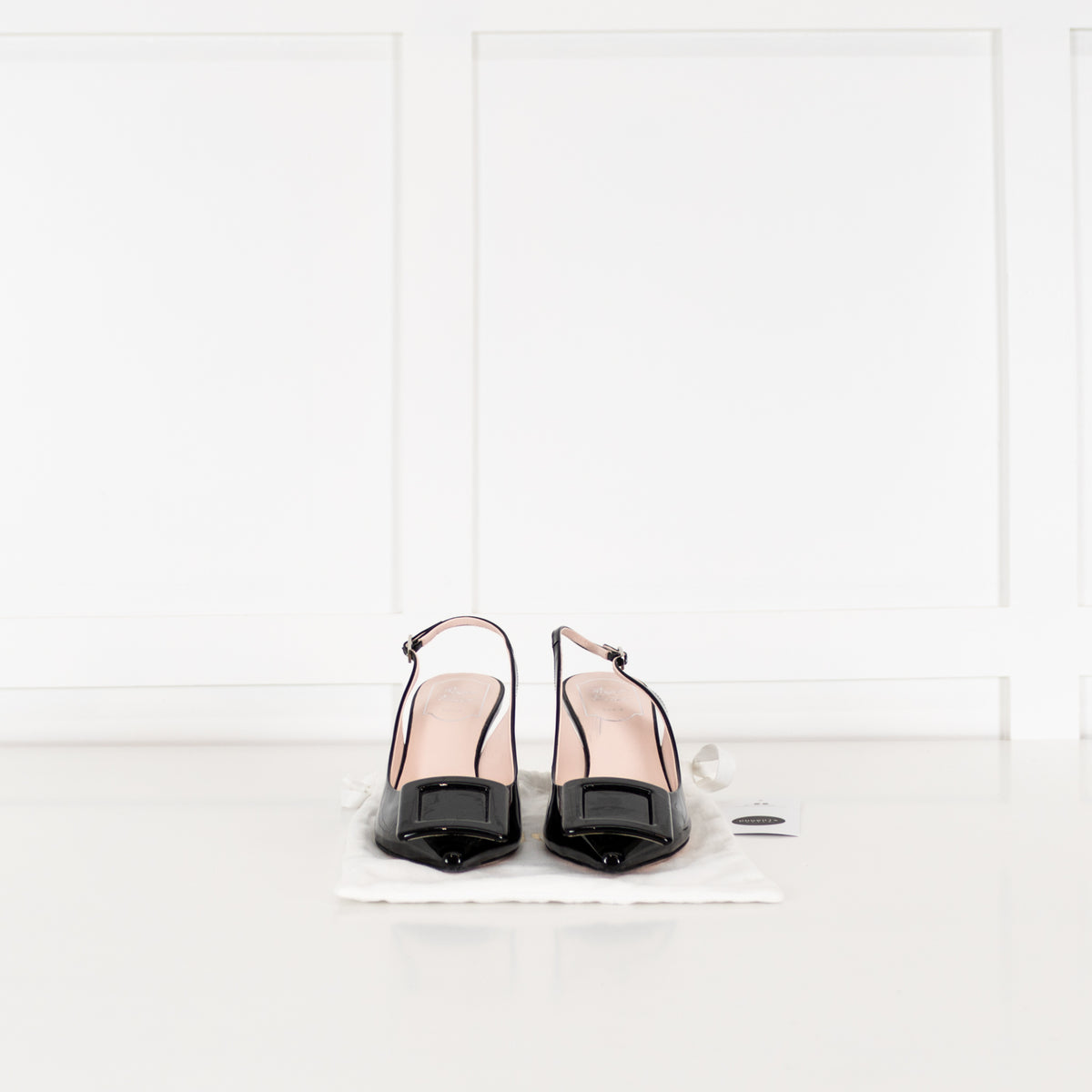 Roger Vivier Black Patent Kitten Wedge Slingback