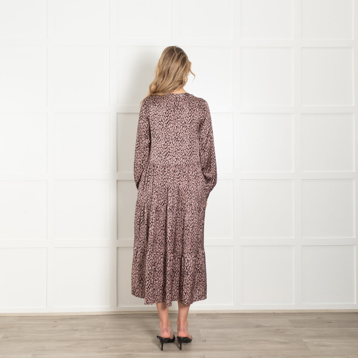 Dea Kudibal Brown And Pink Animal Print Tiered Silk Dress