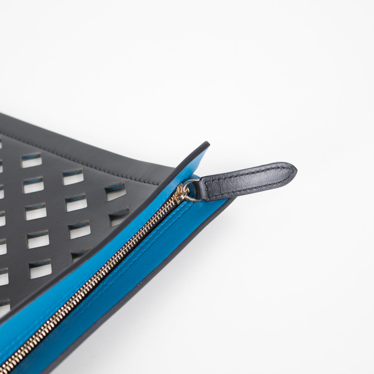 Smythson Black Leather Laser Cut Large Wallet