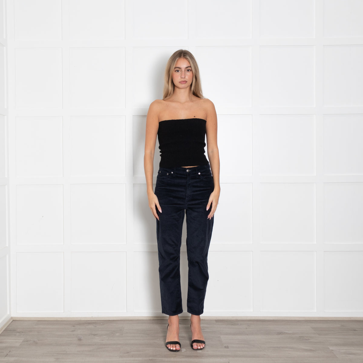 Paige Blue Velvet Split Ankle Jeans