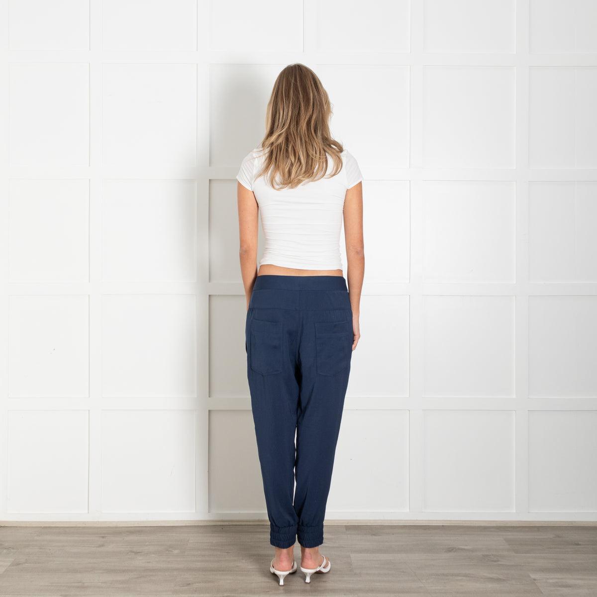 Helmut Lang Blue Silky Trousers With Elasticated Ankle Cuff