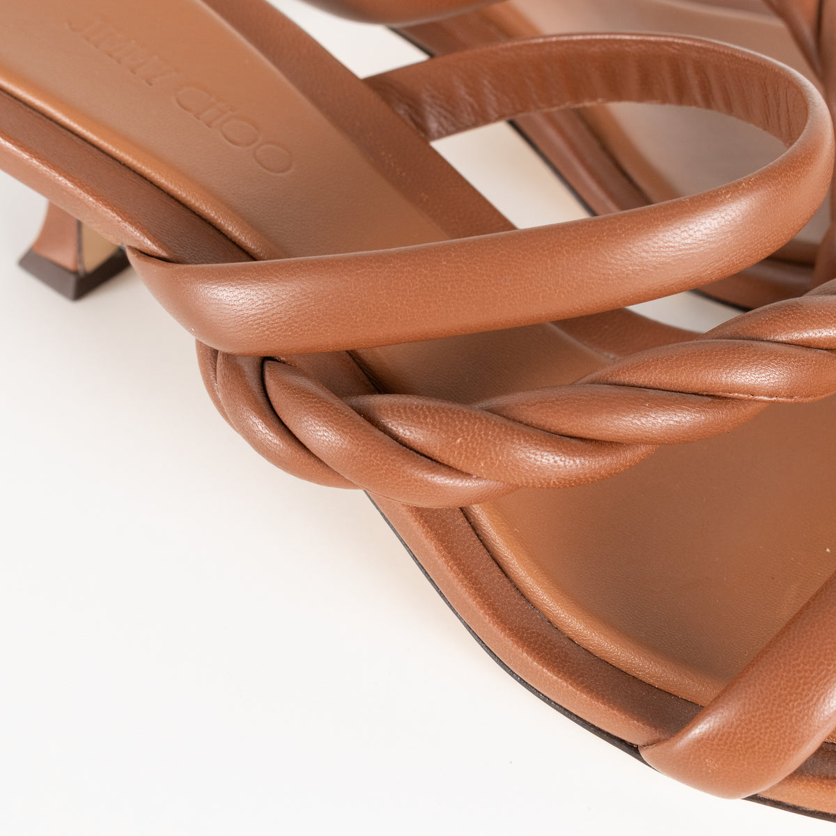 Jimmy Choo Tan Nappa Leather Strappy Heeled Sandals