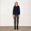 Thakoon Navy Blue Sparkle Fringe Jumper