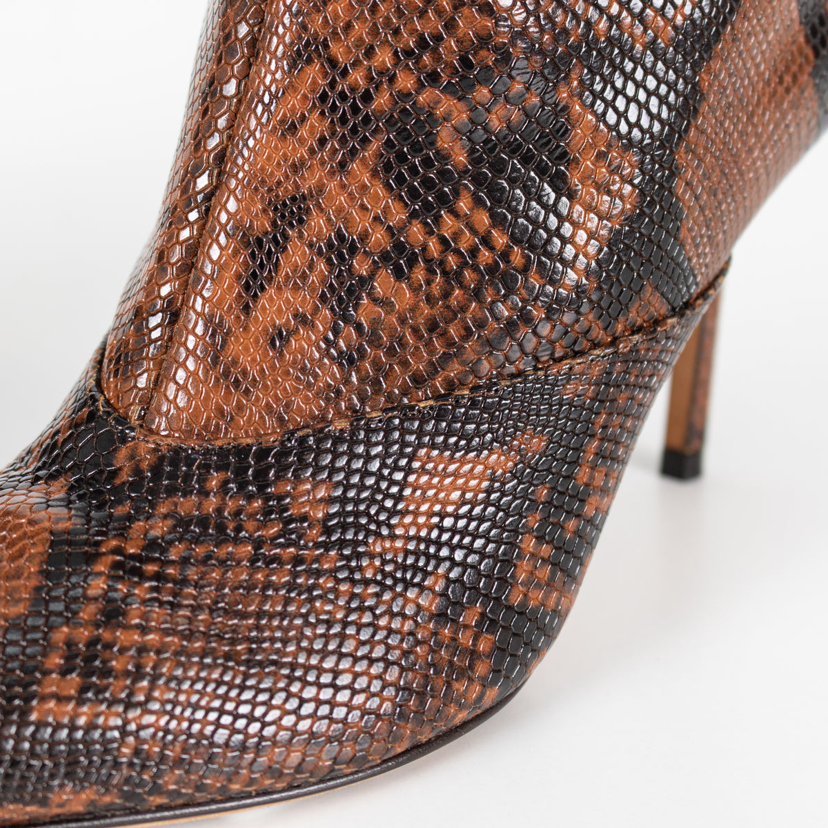 Jimmy Choo Brown Mock Snake Skin Heeled Boots