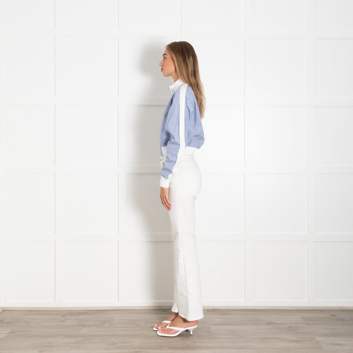 Loewe Blue White Striped Cotton Bomber Jacket