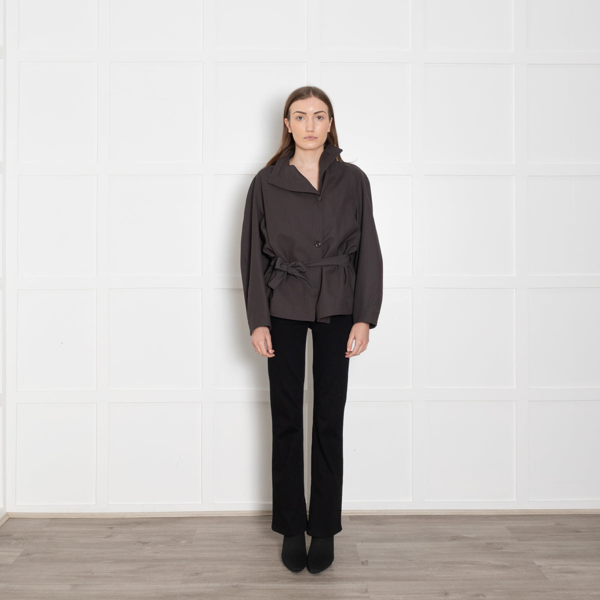 Soeur Grey Drop Shoulder Belted Jacket