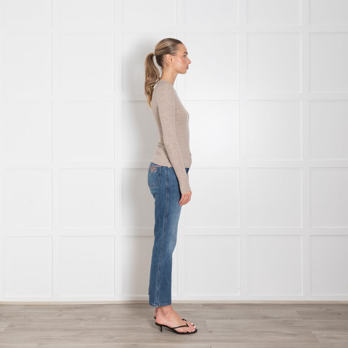 Toteme Pale Beige Long Sleeve Rib Top