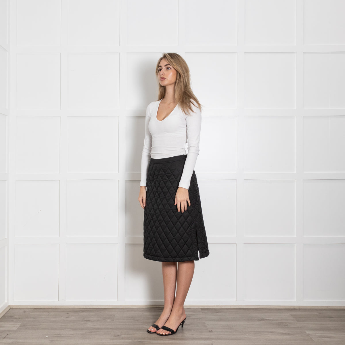 Burberry Black Padded A Line Knee Length Skirt