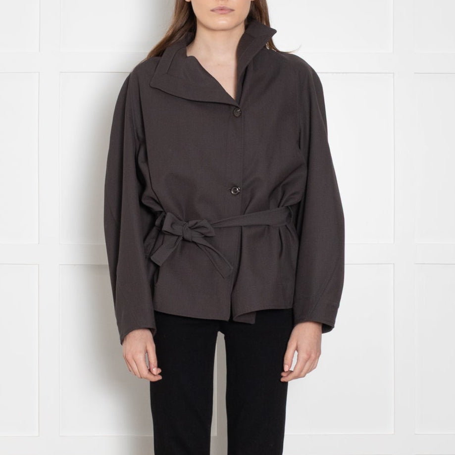 Soeur Grey Drop Shoulder Belted Jacket