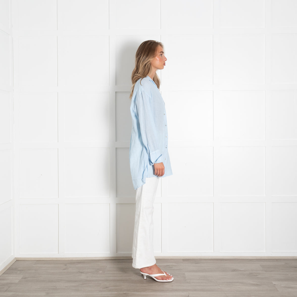 120% Lino Pale Blue Button Down Shirt