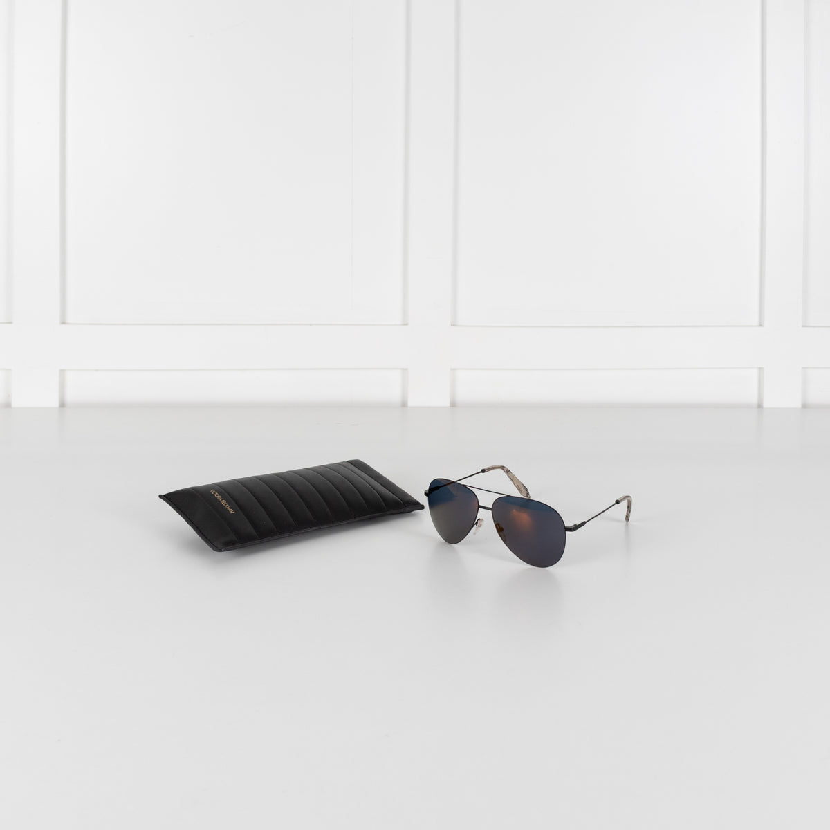 Victoria Beckham Amber Lens Aviator Sunglasses With Metal Temple Detail