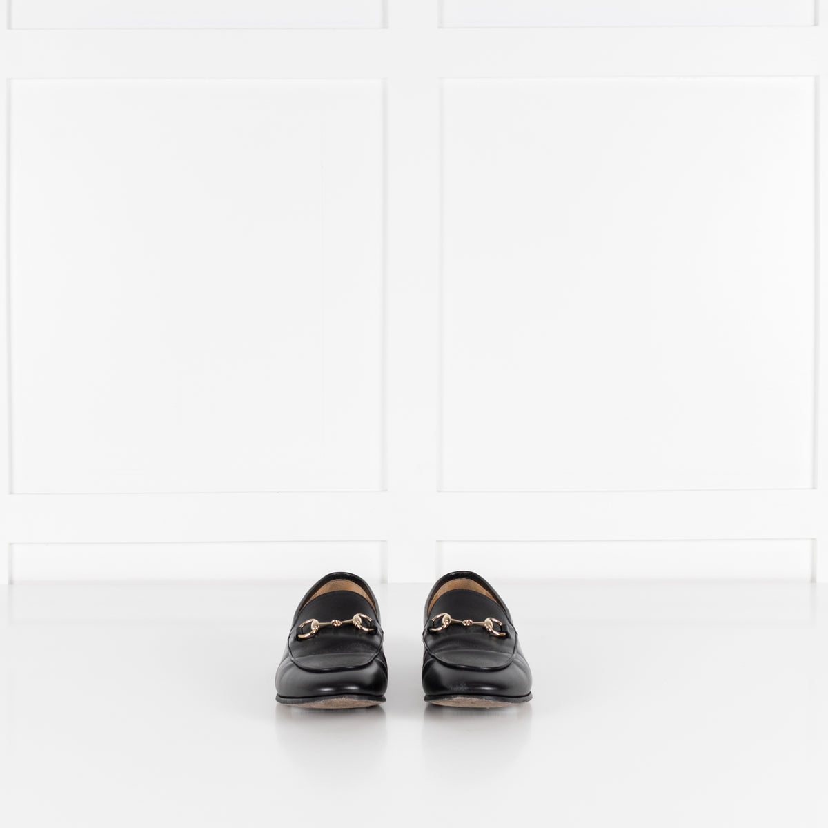 Gucci Jordaan Black Horsebit Leather Loafers