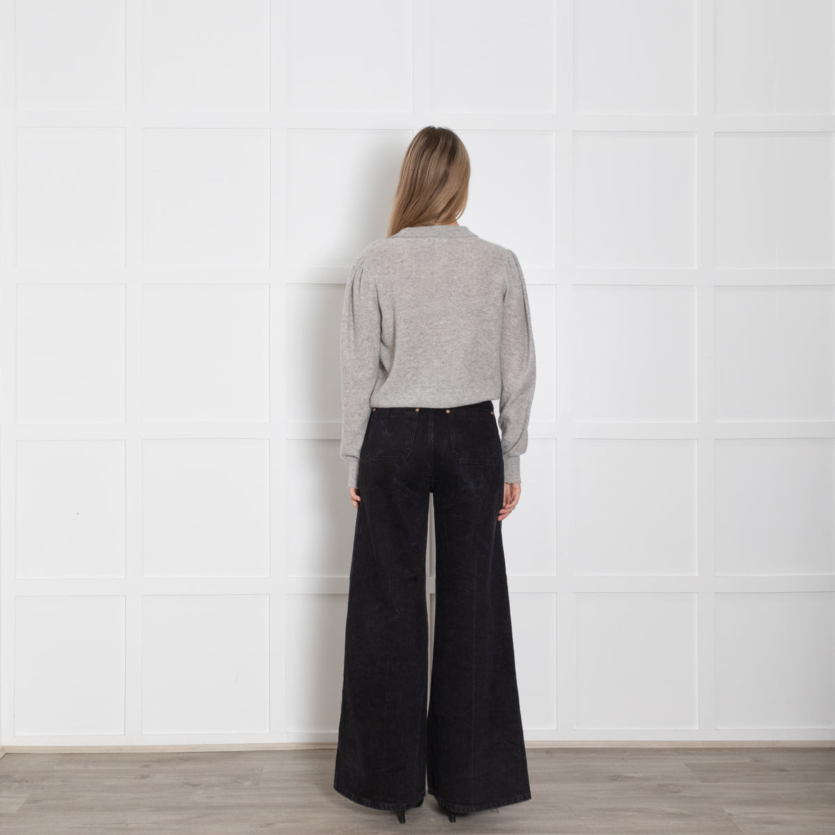 Frame Grey Cashmere Collared Sweater