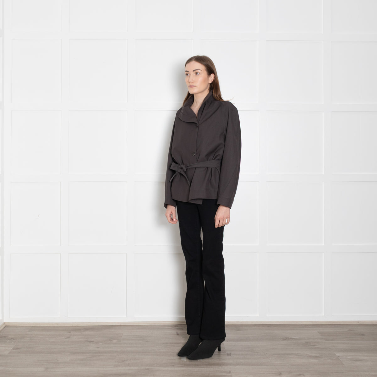 Soeur Grey Drop Shoulder Belted Jacket