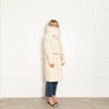 Louis Vuitton Cream Boucle Silk Wool Belted Coat with White Faux Fur Collar