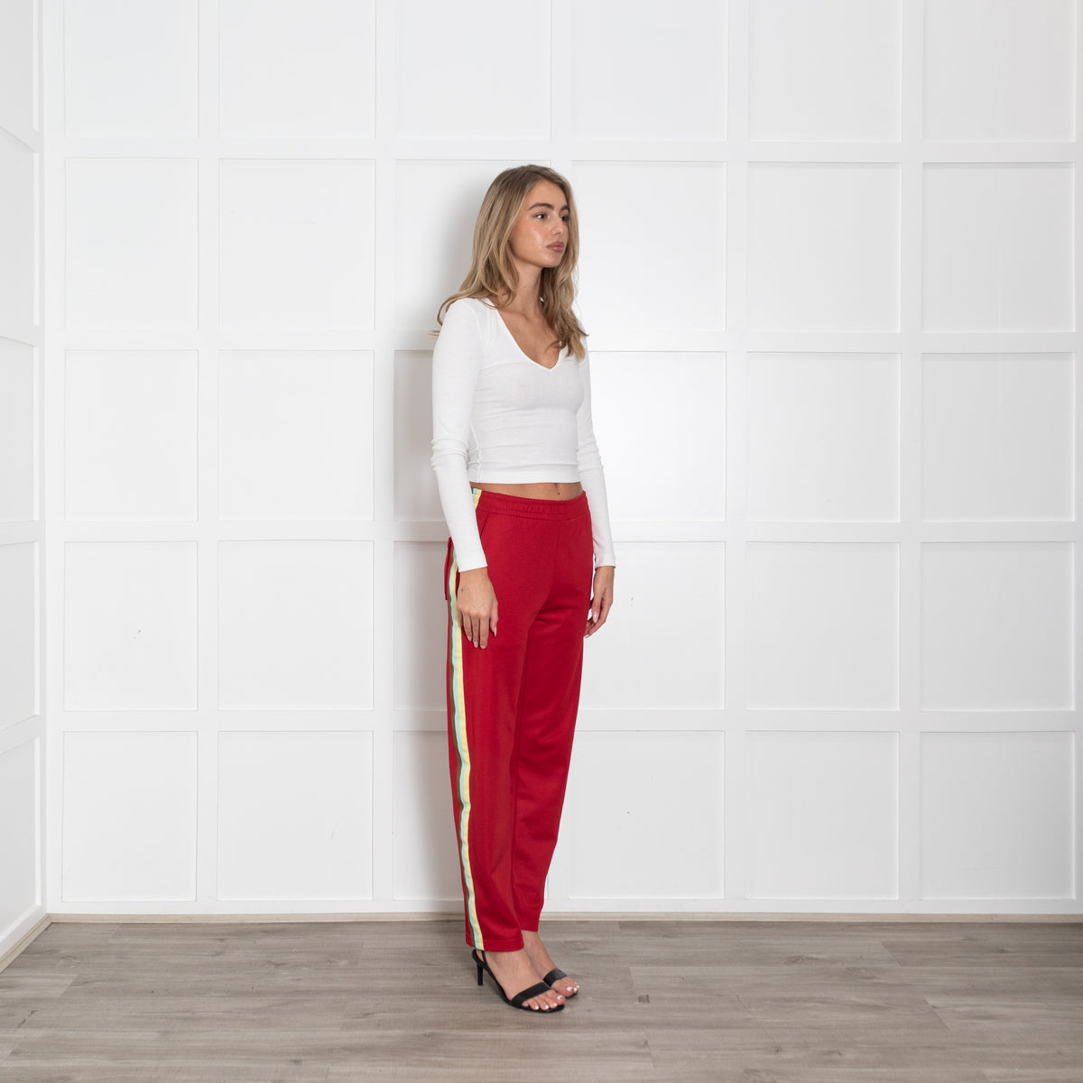 Acne Studios Norwich Face Red Jersey Tapered Track Pants