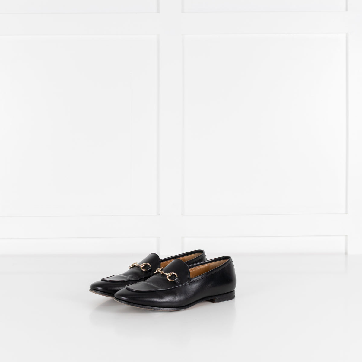 Gucci Jordaan Black Horsebit Leather Loafers