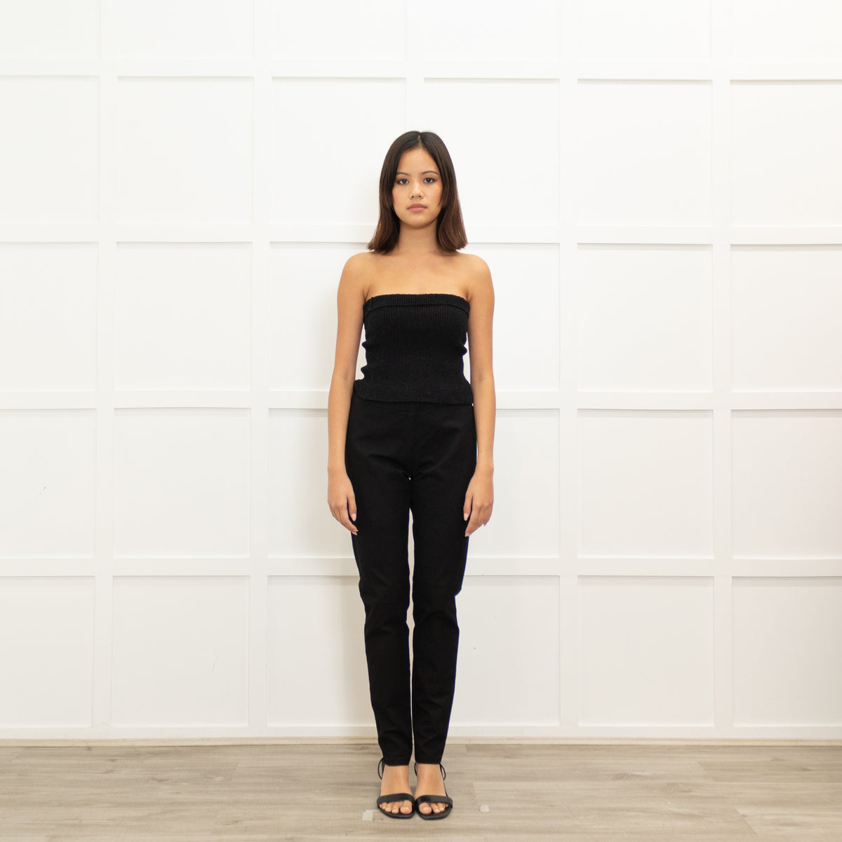 Joseph Black Elastic Waist Skinny Leg Trousers