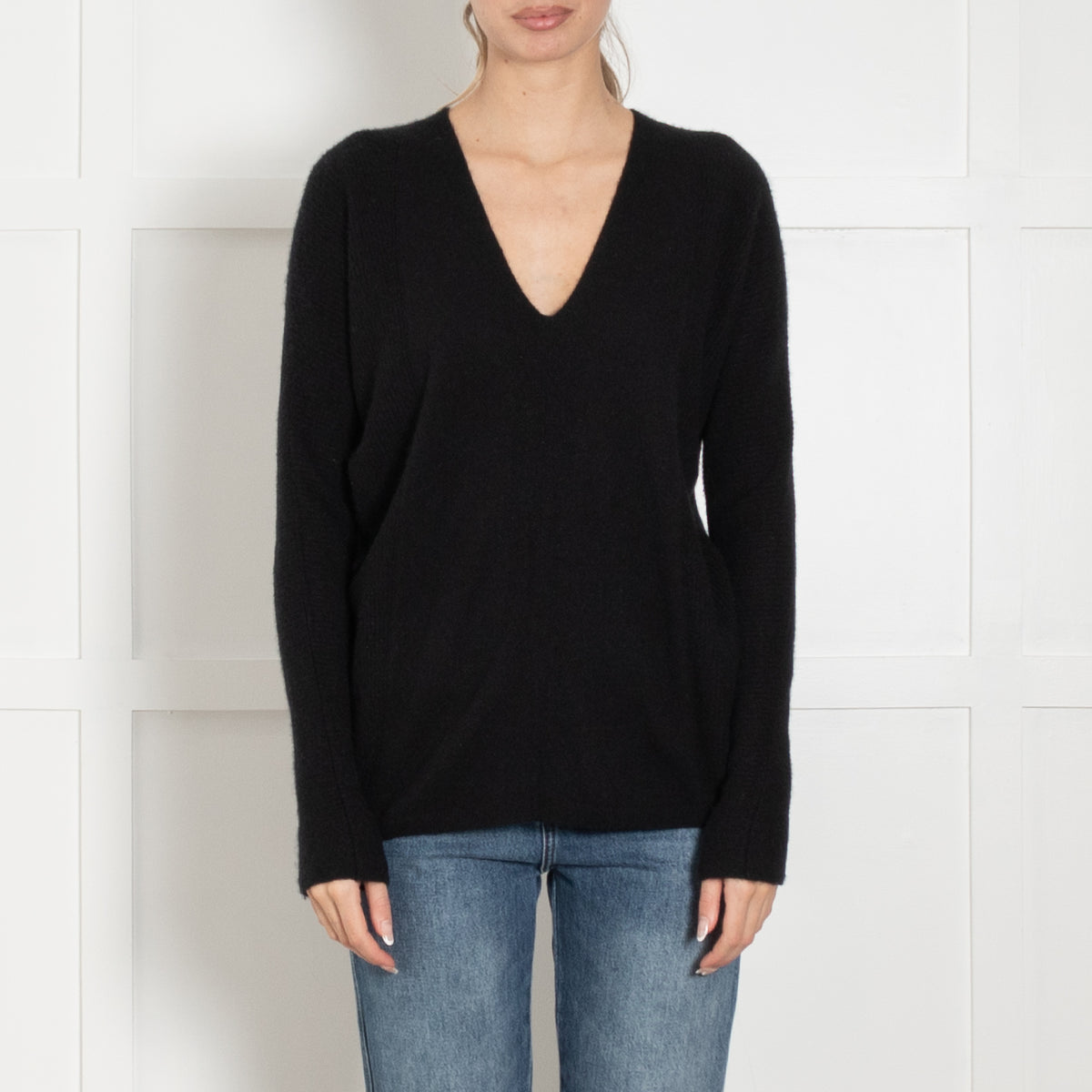 Vince Black V Neck Cashmere Jumper