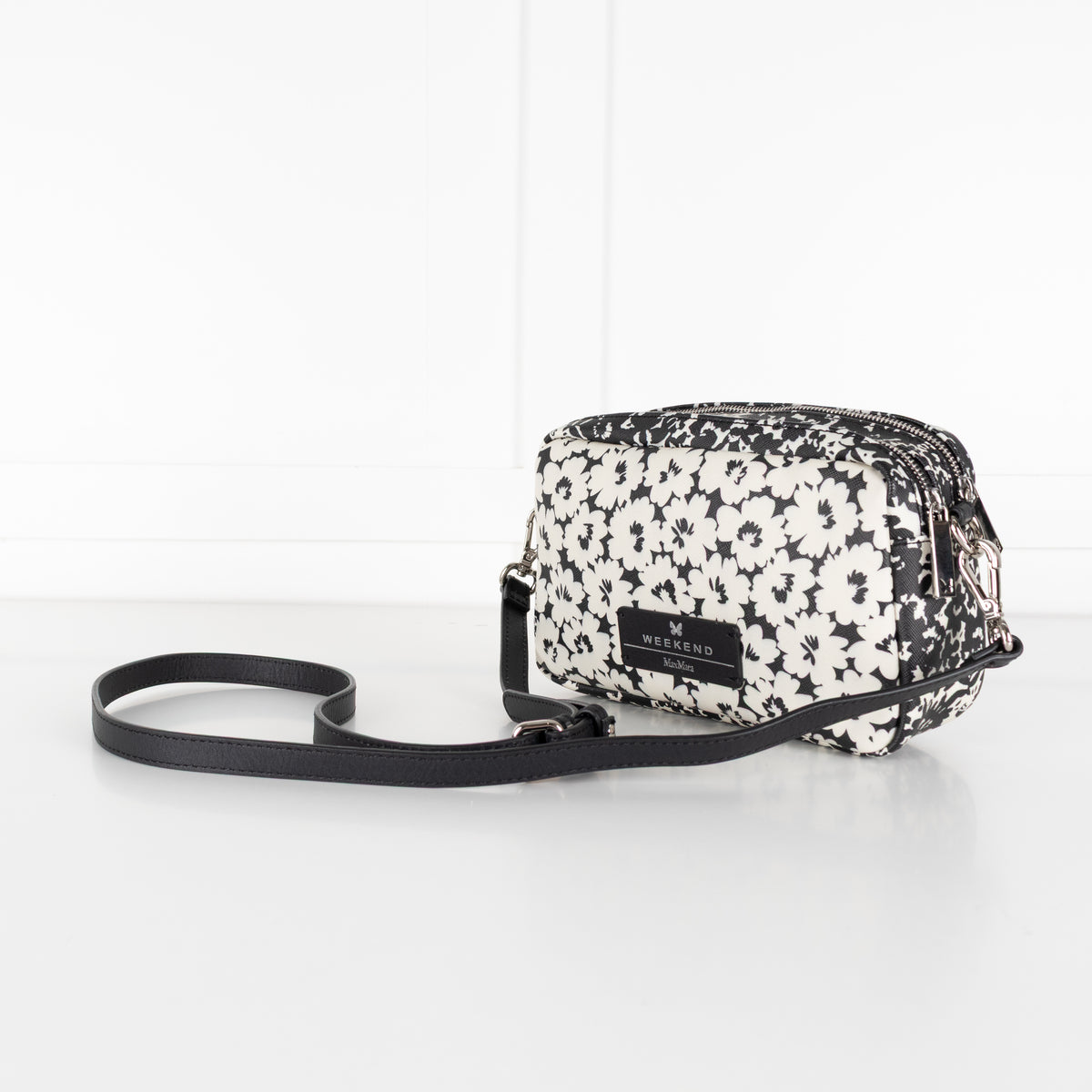 Weekend Max Mara Black and White Butterfly Print Crossbody Bag