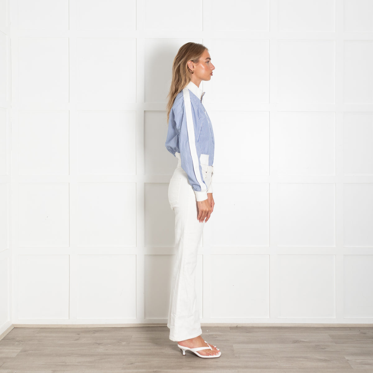 Loewe Blue White Striped Cotton Bomber Jacket