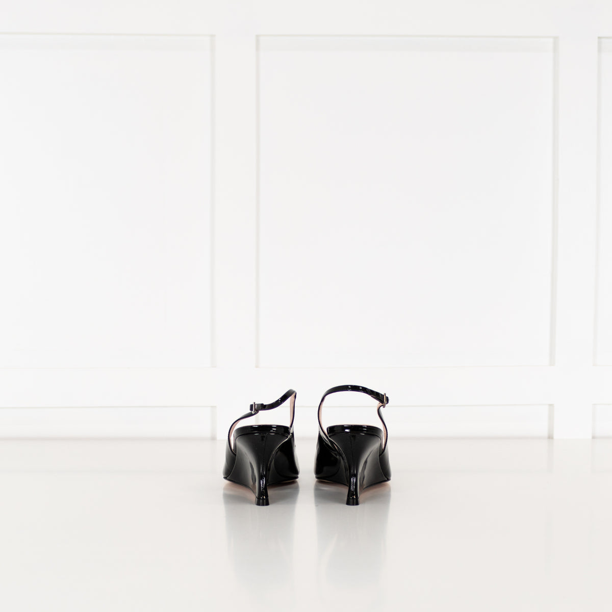 Roger Vivier Black Patent Kitten Wedge Slingback