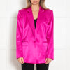 Frame Pink Satin Strong Shoulder Blazer
