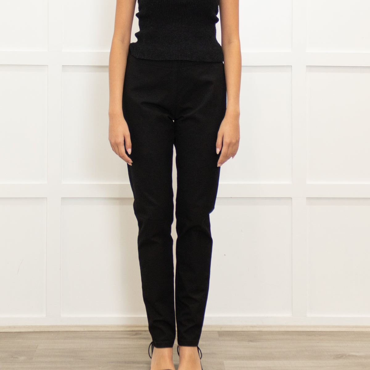 Joseph Black Elastic Waist Skinny Leg Trousers