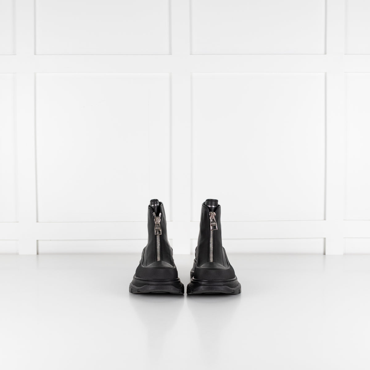 Alexander McQueen Black Zip Leather Ankle Boots