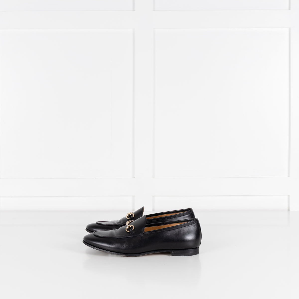 Gucci Jordaan Black Horsebit Leather Loafers