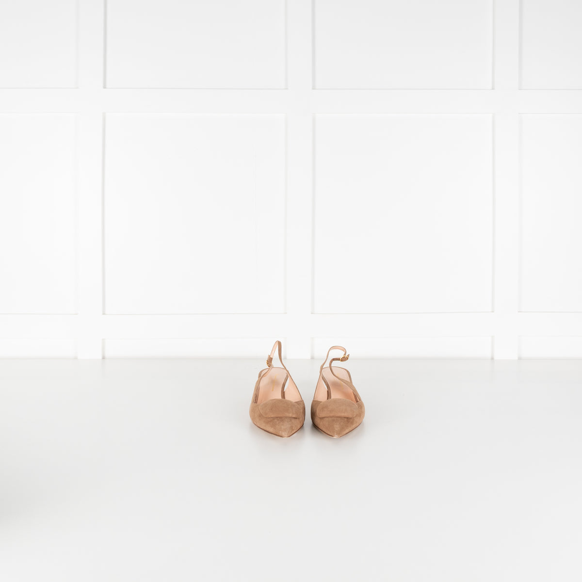 Rupert Sanderson Beige Suede Sling Back Kitten Heel Shoes