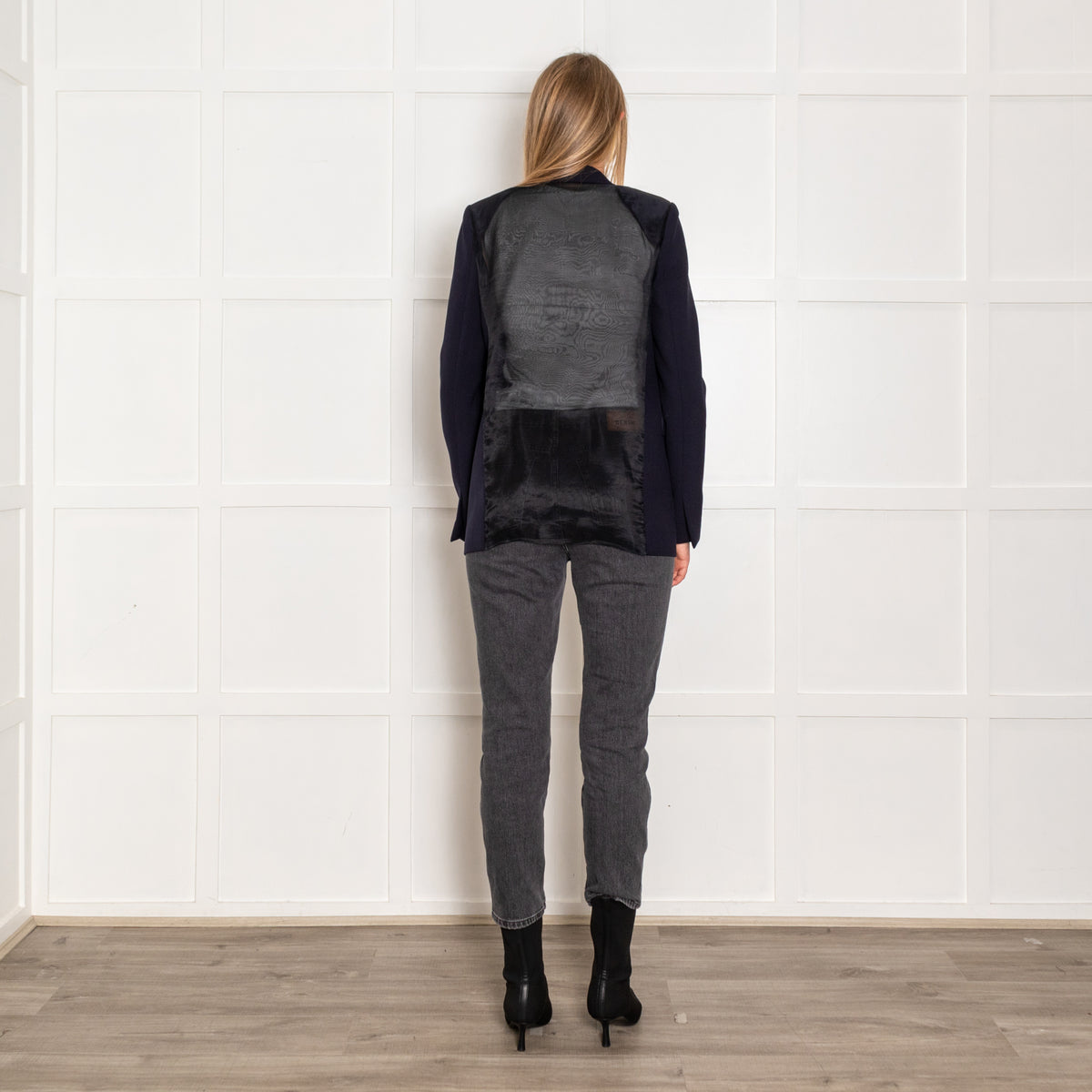 Amanda Wakeley Midnight Blue Sheer Back Panel Blazer Jacket