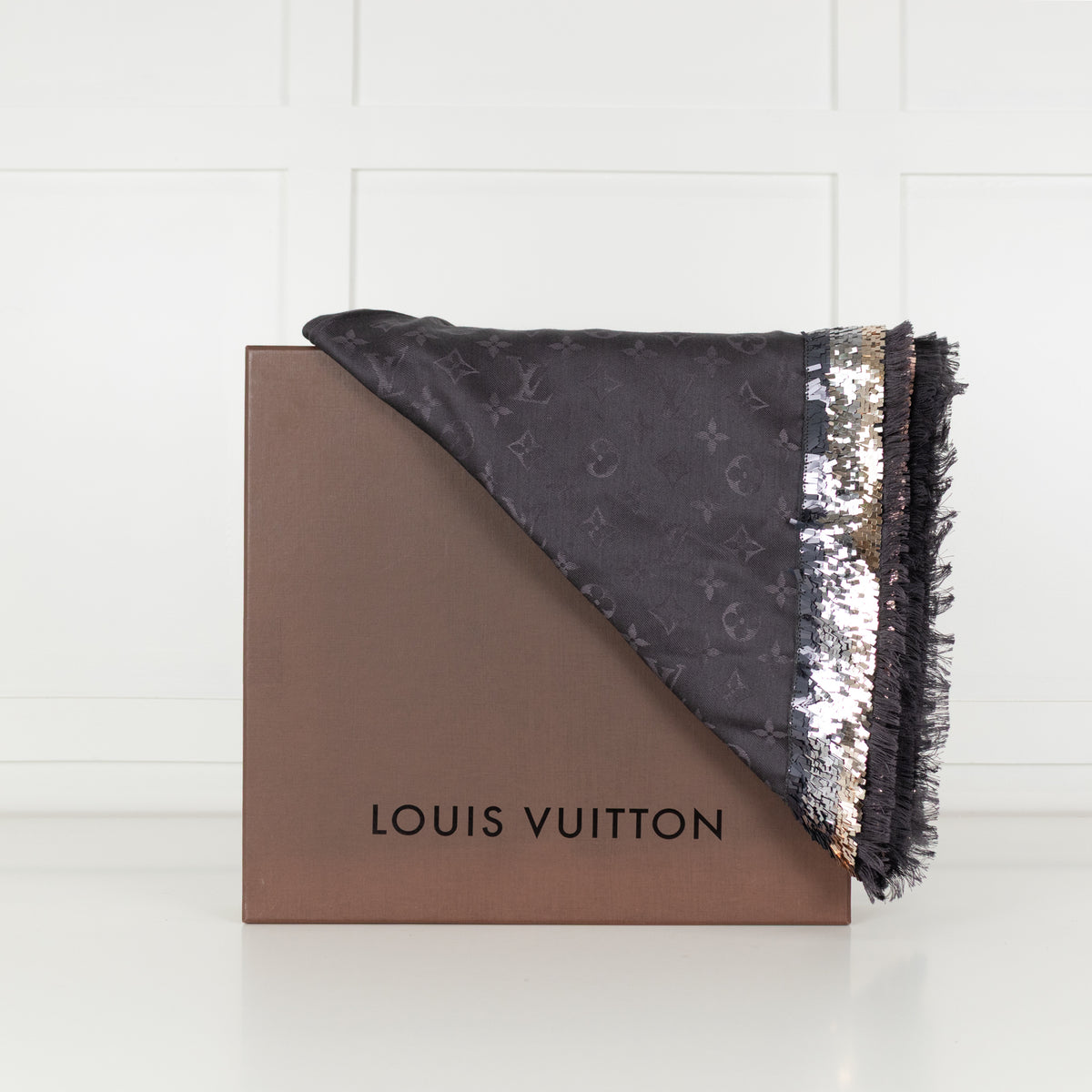 Louis Vuitton Grey Monogram Sequined Scarf