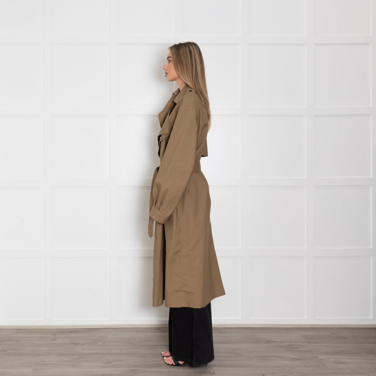 Joseph Khaki Trench Coat With Zipped Collar