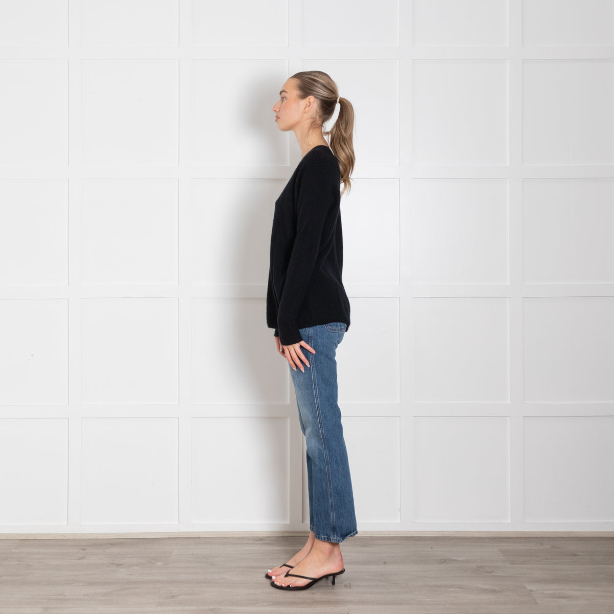 Vince Black V Neck Cashmere Jumper