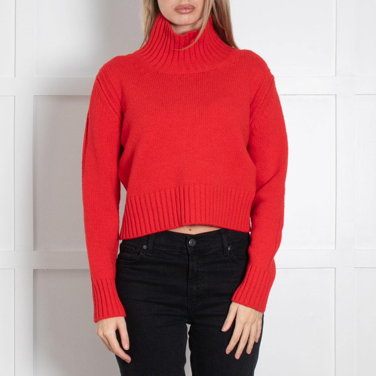&Daughter Red Wool Funnel Neck Jumper