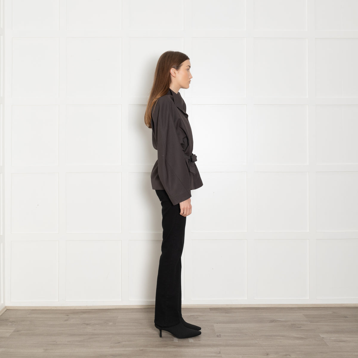 Soeur Grey Drop Shoulder Belted Jacket