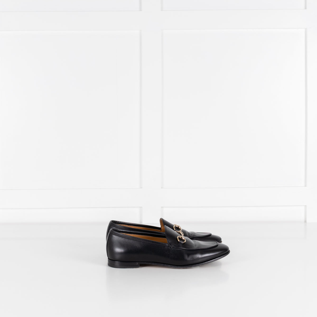 Gucci Jordaan Black Horsebit Leather Loafers