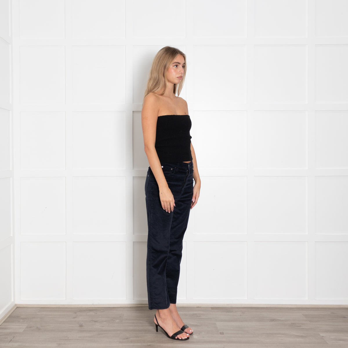 Paige Blue Velvet Split Ankle Jeans