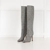 Jimmy Choo Silver Glitter Check Heeled Boots