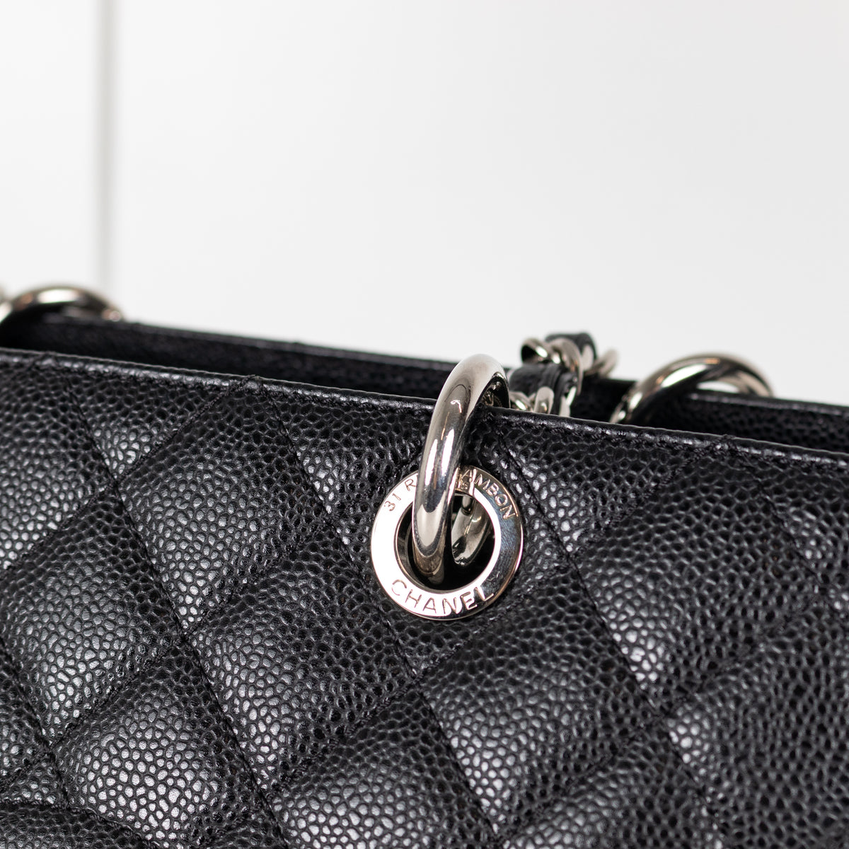 Chanel Black Caviar GST with Silver Hardware