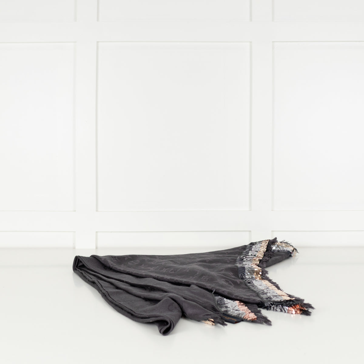 Louis Vuitton Grey Monogram Sequined Scarf