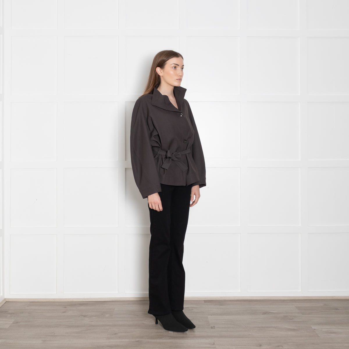 Soeur Grey Drop Shoulder Belted Jacket