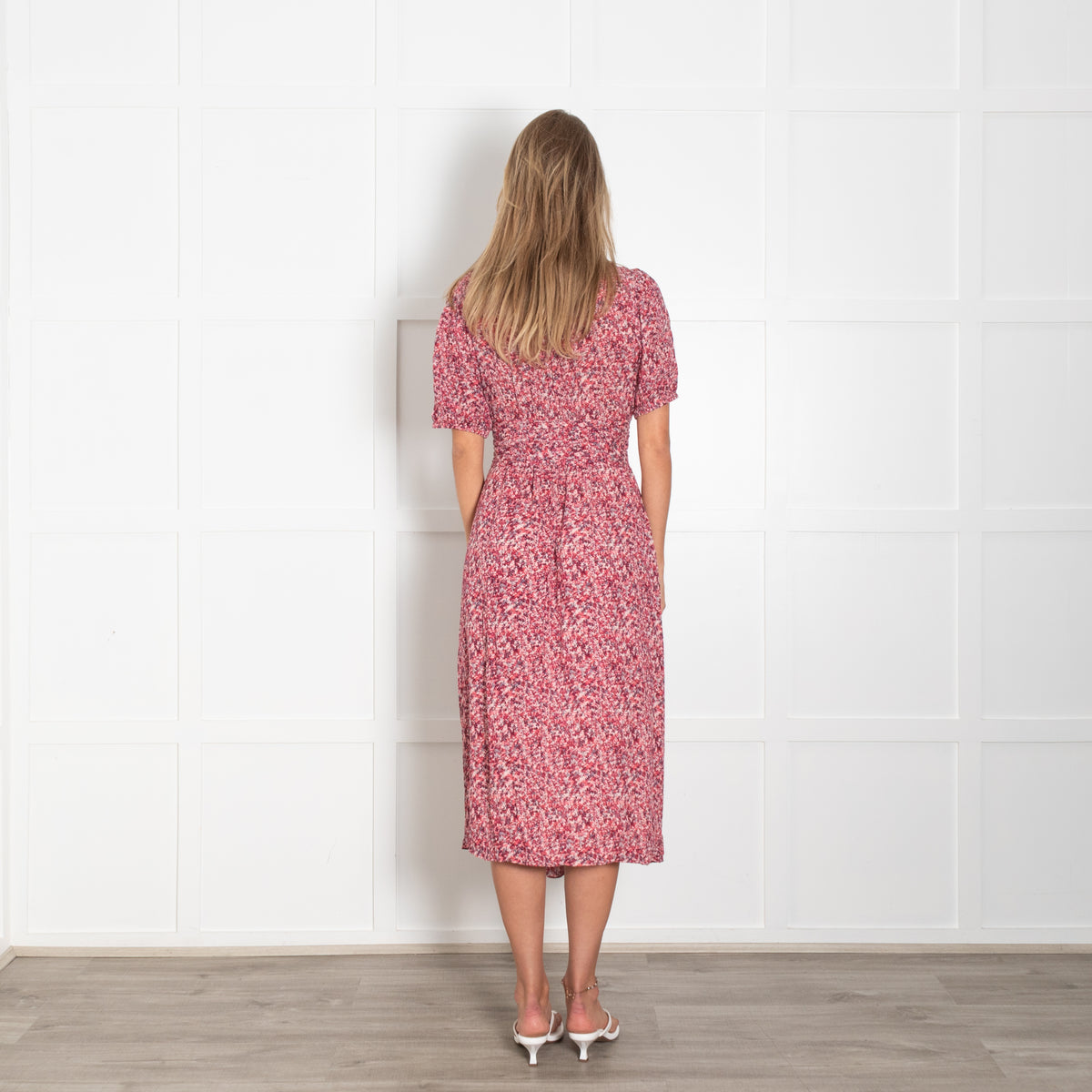 Ba&Sh Red Pink Ditzy Floral Print Wrap Dress