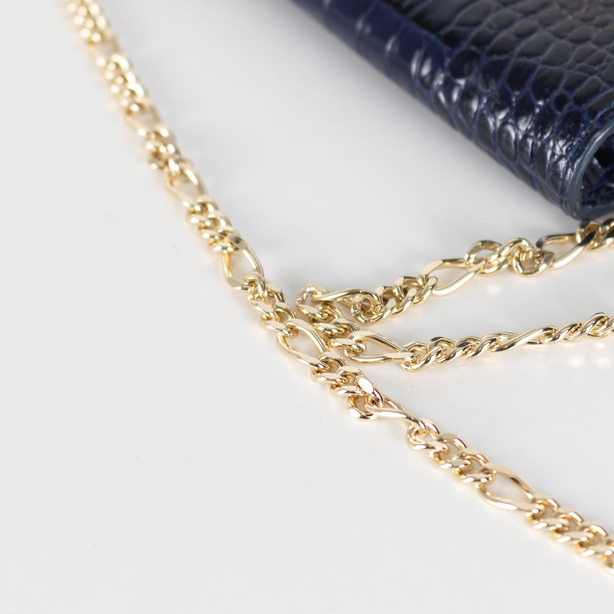 Strathberry Navy Blue Croc Multrees Crossbody Clutch
