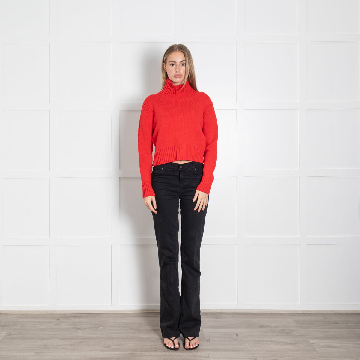 &Daughter Red Wool Funnel Neck Jumper