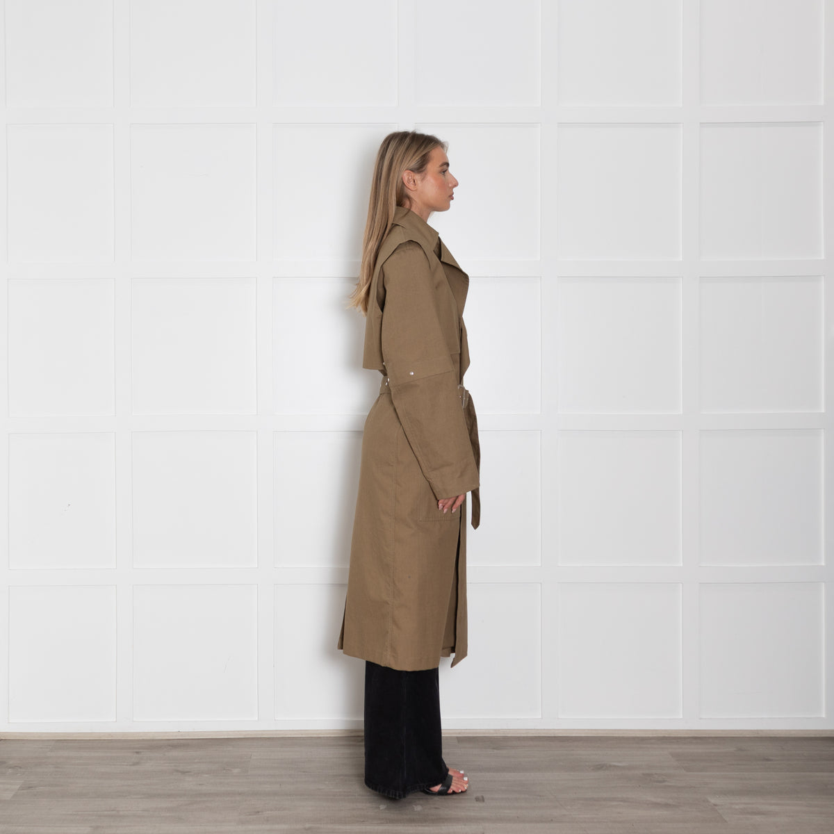 Joseph Khaki Trench Coat With Zipped Collar