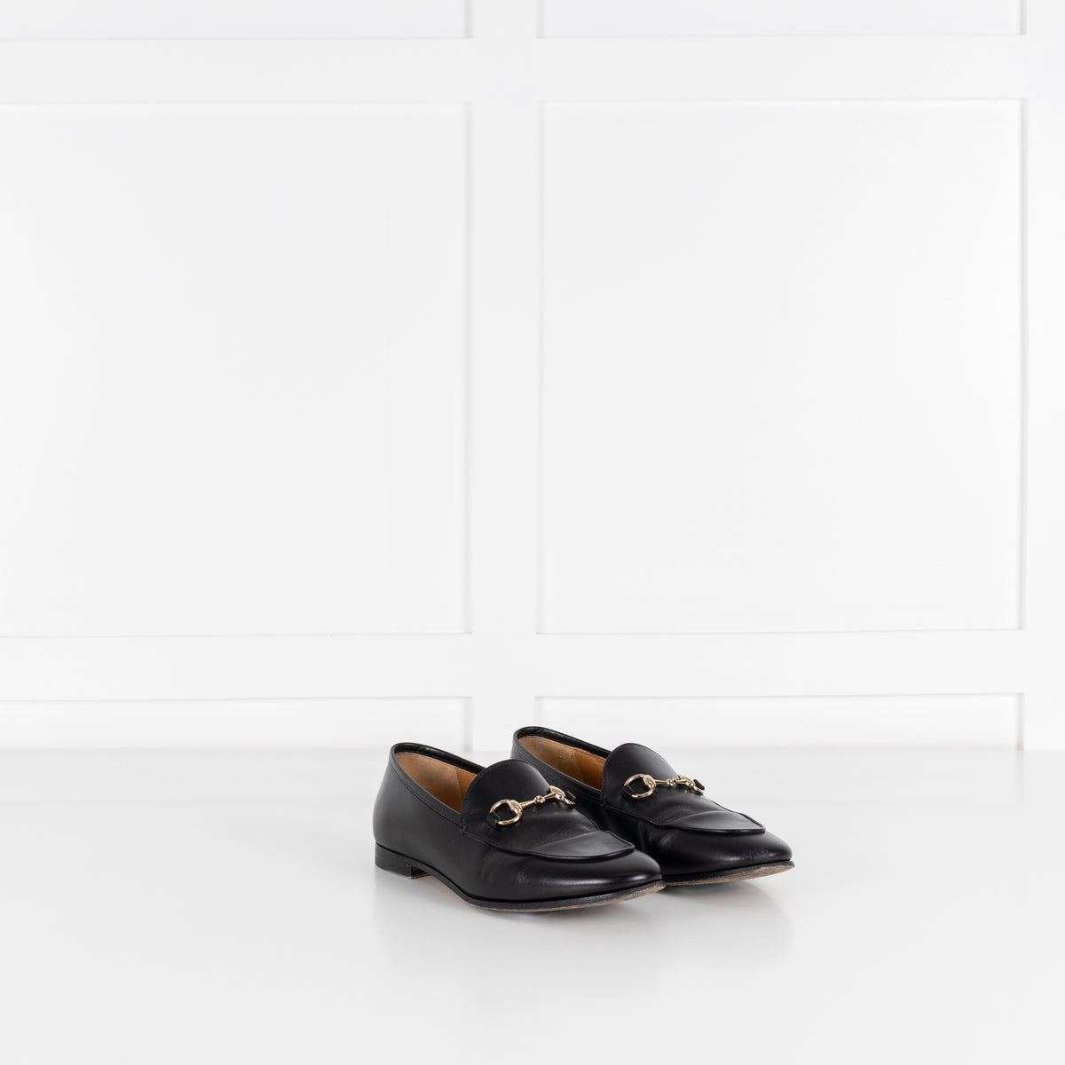 Gucci Jordaan Black Horsebit Leather Loafers